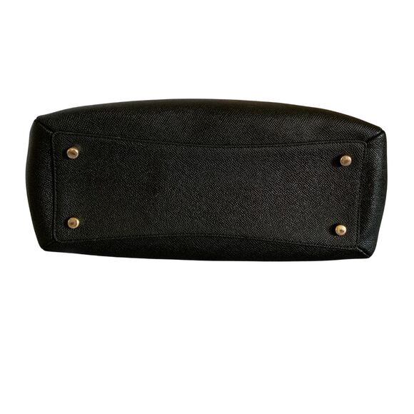 Coach Black Crossgrain Leather Satchel Handbag Gold Tone Hardware - Picture 8 of 14